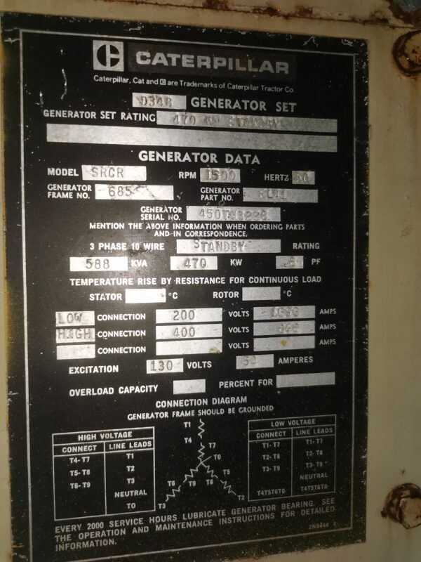 Caterpillar 588KVA Generating Set Stock 4890 - Image 5